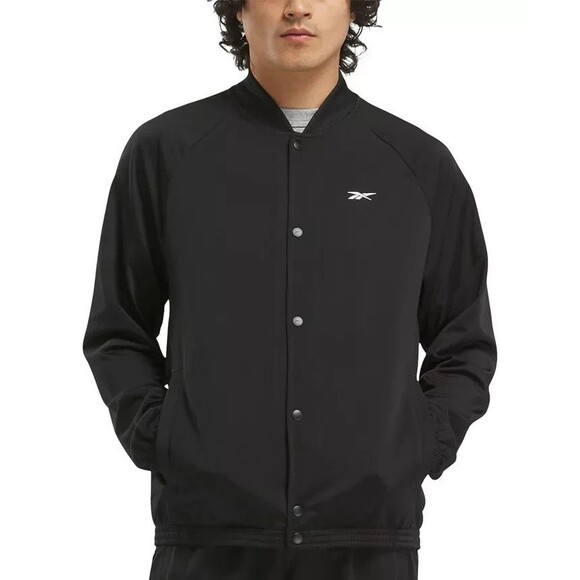 Reebok Men's Regular-Fit Snap-Button Front Jacket Black Size S - Picture 1 of 8